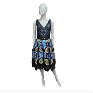 PETER PILOTTO | Geometric and Paisley Print Sleeveless Knee Length Dress ~ S…